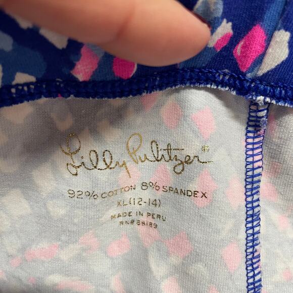 Lilly Pulitzer Girls Maia Crop Leggings Blue Pink Diamond NWOT Size XL/12-14 - Picture 7 of 9